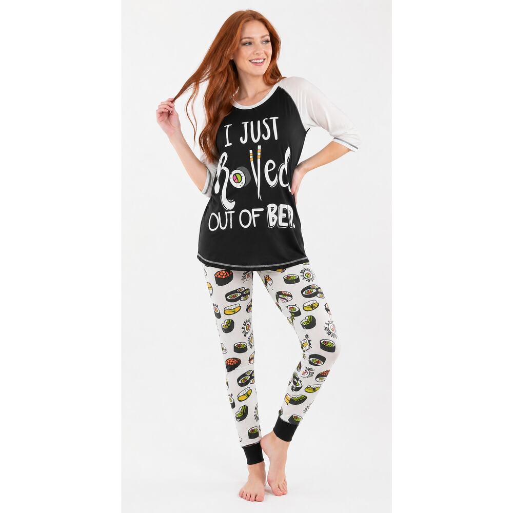 Lazy One I Just Rolled Out of Bed Womens Sushi Pajama Lounge Set Size XS New